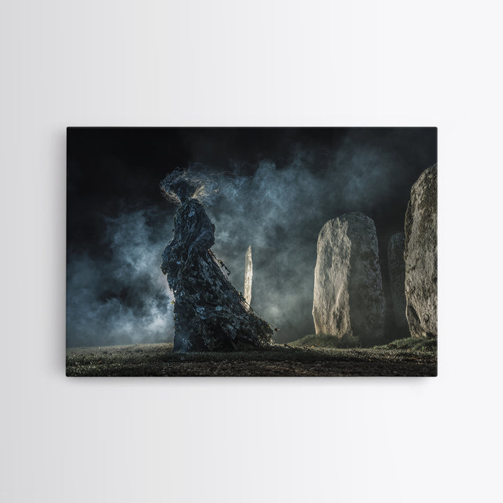 The Stone-Circle Spirit, Visionary Gothic Art, Landscape Wall Art, Dark Fantasy Wall Art, Canvas Print, Halloween Wall Art