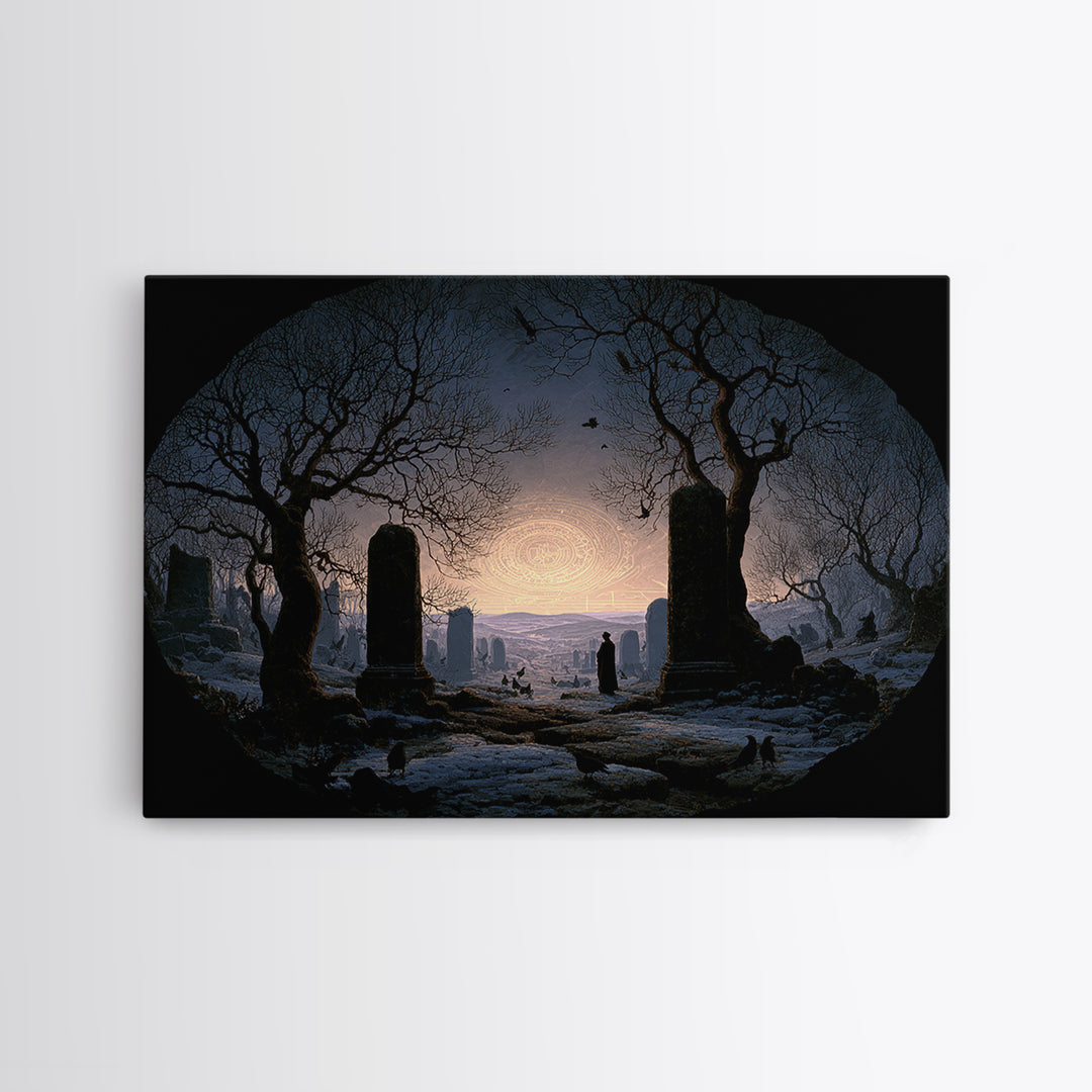 The Stone-Circle Spirit, Romantic Gothic Landscape, Landscape Wall Art, Dark Halloween Decor, Canvas Print, Halloween Wall Art