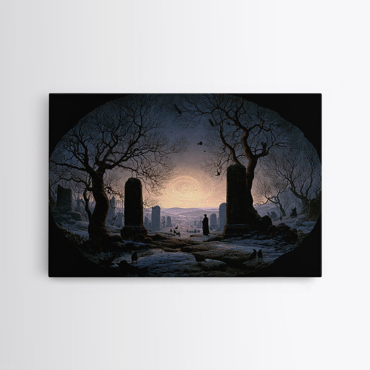 The Stone-Circle Spirit, Romantic Gothic Landscape, Landscape Wall Art, Dark Halloween Decor, Canvas Print, Halloween Wall Art