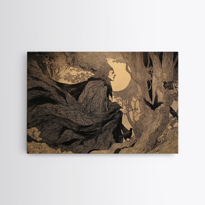 The Stone-Circle Spirit, Victorian Macabre Art, Landscape Wall Art, Gothic Horror Wall Art, Canvas Print, Halloween Wall Art