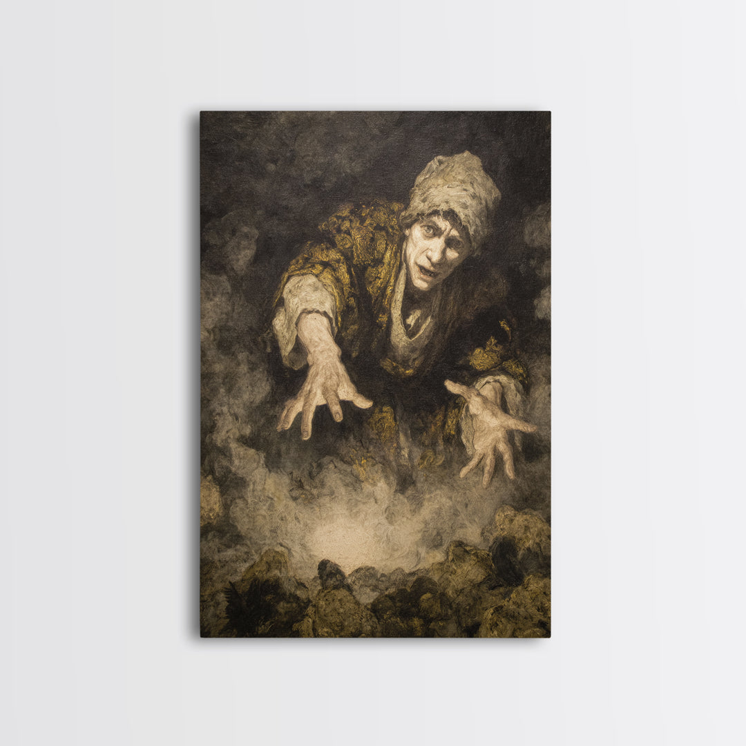 The Cave Oracle, Dark Romantic Horror Art, Vertical Wall Art, Dark Fantasy Wall Art, Canvas Print, Halloween Wall Art, Halloween Decor