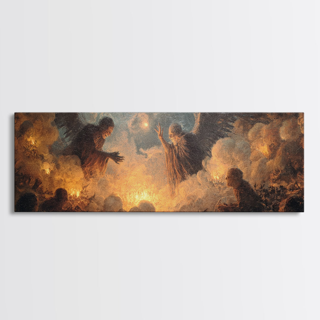 The Cave Oracle, Visionary Gothic Art, Extra Wide Wall Art, Dark Fantasy Wall Art, Canvas Print, Halloween Wall Art