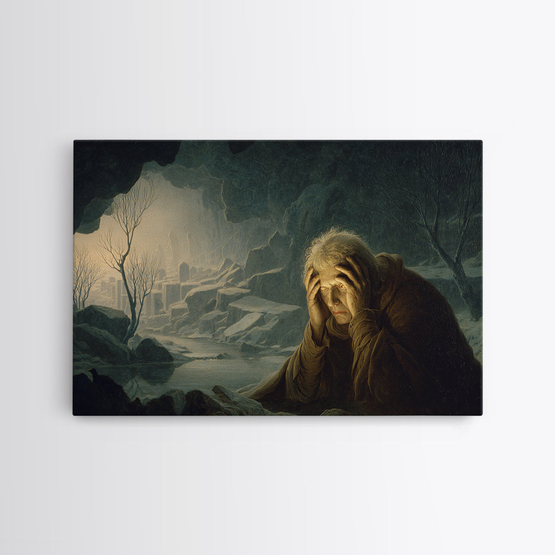 The Cave Oracle, Romantic Gothic Landscape, Landscape Wall Art, Gothic Horror Wall Art, Framed Canvas Print, Halloween Wall Art
