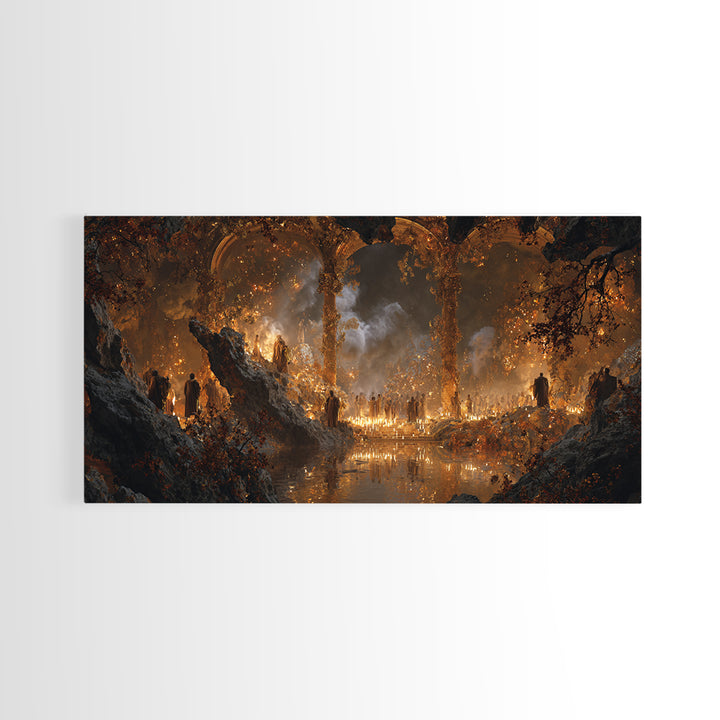 The Cave Oracle, Apocalyptic Romantic Art, Wide Panoramic Art, Gothic Horror Wall Art, Canvas Print, Halloween Wall Art