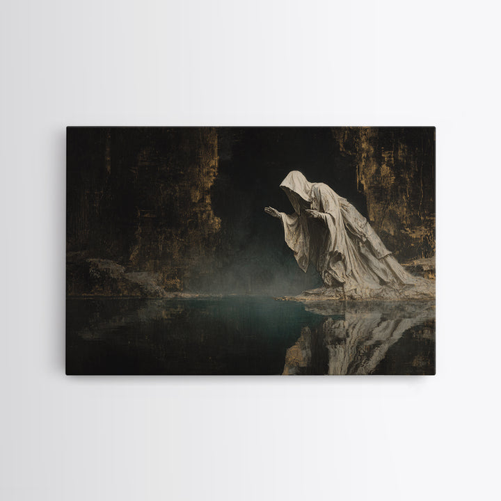 The Cave Oracle, Symbolist Gothic Landscape, Landscape Wall Art, Dark Halloween Decor, Canvas Print, Halloween Wall Art, Gothic Home Decor