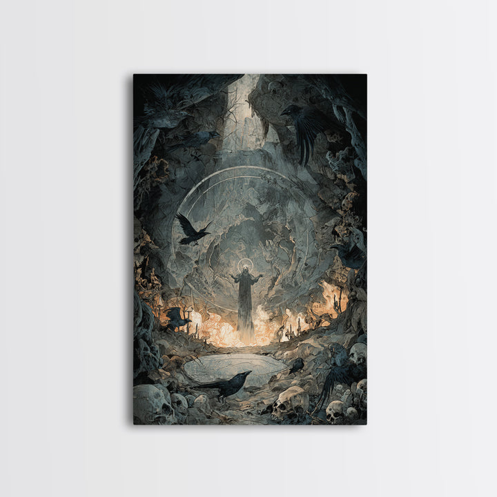 The Cave Oracle, Decadent Gothic Art, Vertical Wall Art, Macabre Wall Art, Canvas Print, Halloween Wall Art, Halloween Decor