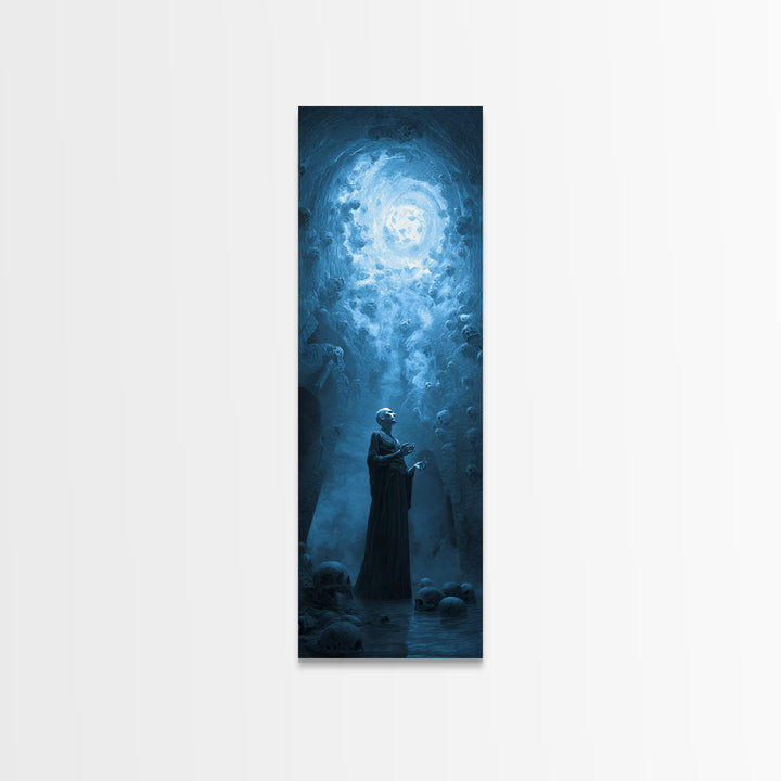 The Cave Oracle, Surreal Apocalyptic Art, Tall Narrow Wall Art, Dark Halloween Decor, Canvas Print, Halloween Wall Art