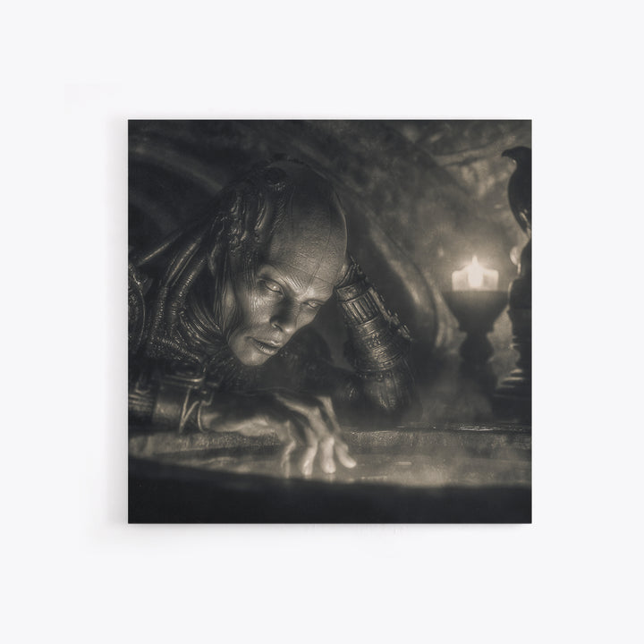 The Cave Oracle, Biomechanical Horror Art, Square Wall Art, Dark Fantasy Wall Art, Canvas Print, Halloween Wall Art, Halloween Decor
