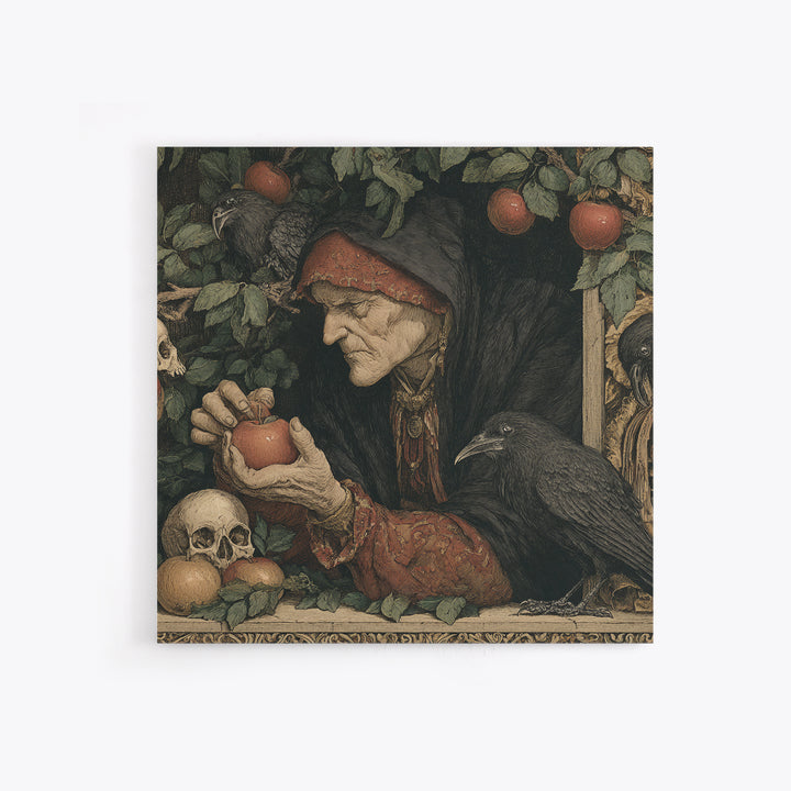 The Orchard Hag, Danse Macabre Art, Square Wall Art, Macabre Wall Art, Framed Canvas Print, Halloween Wall Art