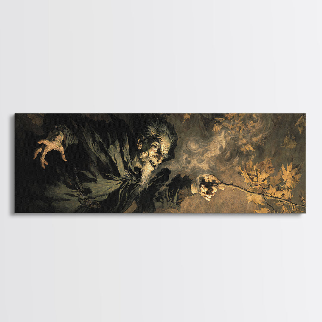 The Orchard Hag, Dark Romantic Horror Art, Extra Wide Wall Art, Dark Fantasy Wall Art, Framed Canvas Print, Halloween Wall Art