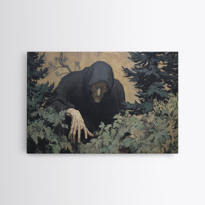 The Orchard Hag, Symbolist Gothic Landscape, Landscape Wall Art, Macabre Wall Art, Framed Canvas Print, Halloween Wall Art