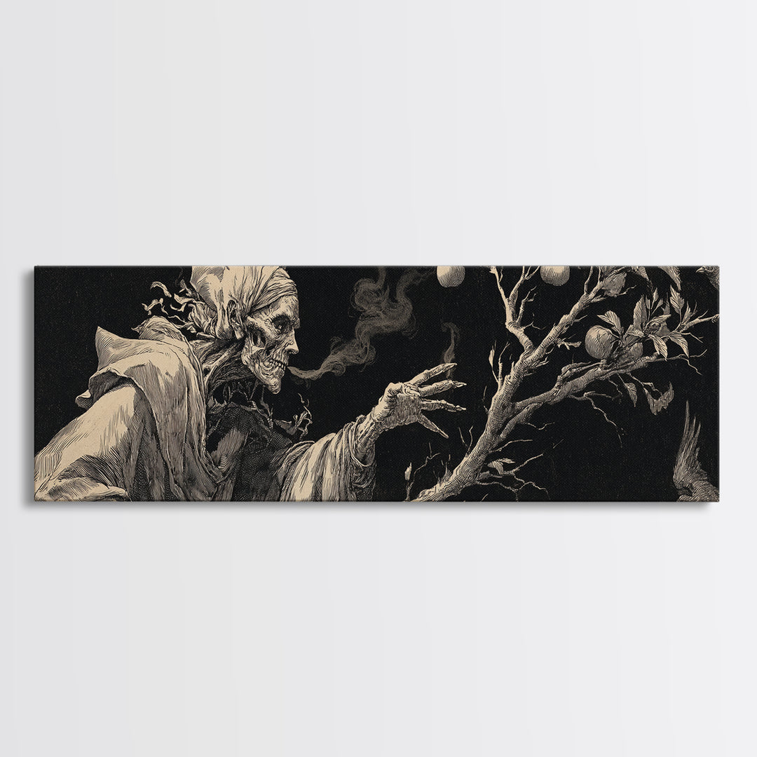 The Orchard Hag, Decadent Gothic Art, Extra Wide Wall Art, Macabre Wall Art, Canvas Print, Halloween Wall Art, Horror Wall Art