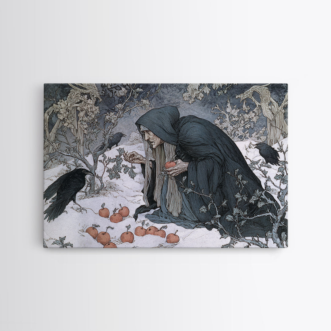 The Orchard Hag, Symbolist Death Art, Landscape Wall Art, Macabre Wall Art, Canvas Print, Halloween Wall Art, Seasonal Home Decor