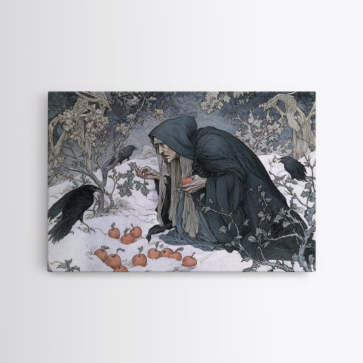 The Orchard Hag, Symbolist Death Art, Landscape Wall Art, Macabre Wall Art, Canvas Print, Halloween Wall Art, Seasonal Home Decor
