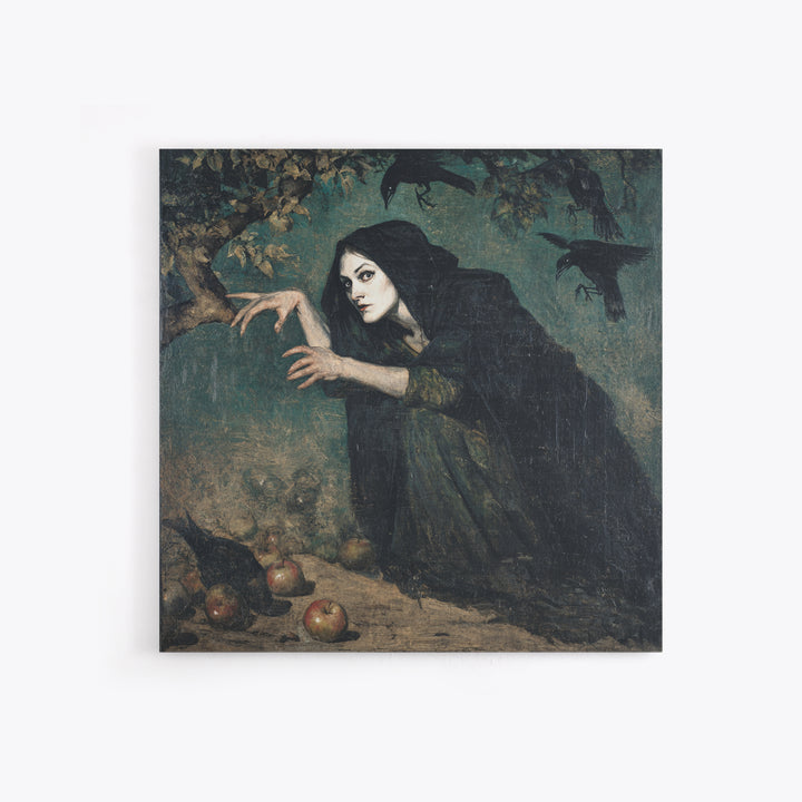 The Orchard Hag, Dark Symbolist Art, Square Wall Art, Macabre Wall Art, Framed Canvas Print, Halloween Wall Art