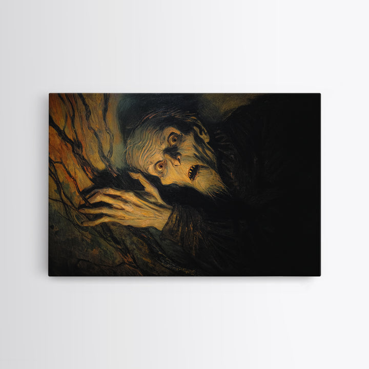 The Orchard Hag, Expressionist Gothic Art, Landscape Wall Art, Macabre Wall Art, Framed Canvas Print, Halloween Wall Art, Gothic Home Decor