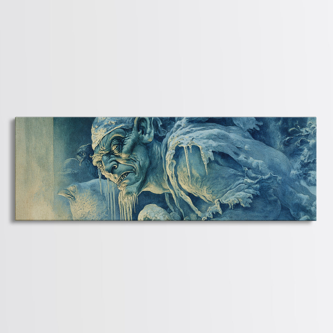 The Frost Goblin, Dark Renaissance Art, Extra Wide Wall Art, Dark Fantasy Wall Art, Canvas Print, Halloween Wall Art