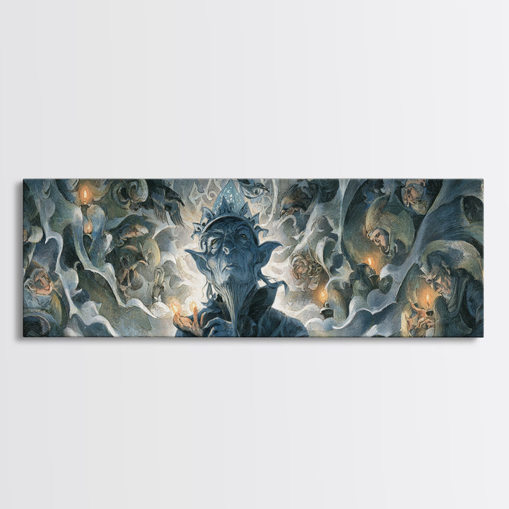 The Frost Goblin, Gothic Nightmare Art, Extra Wide Wall Art, Macabre Wall Art, Framed Canvas Print, Halloween Wall Art