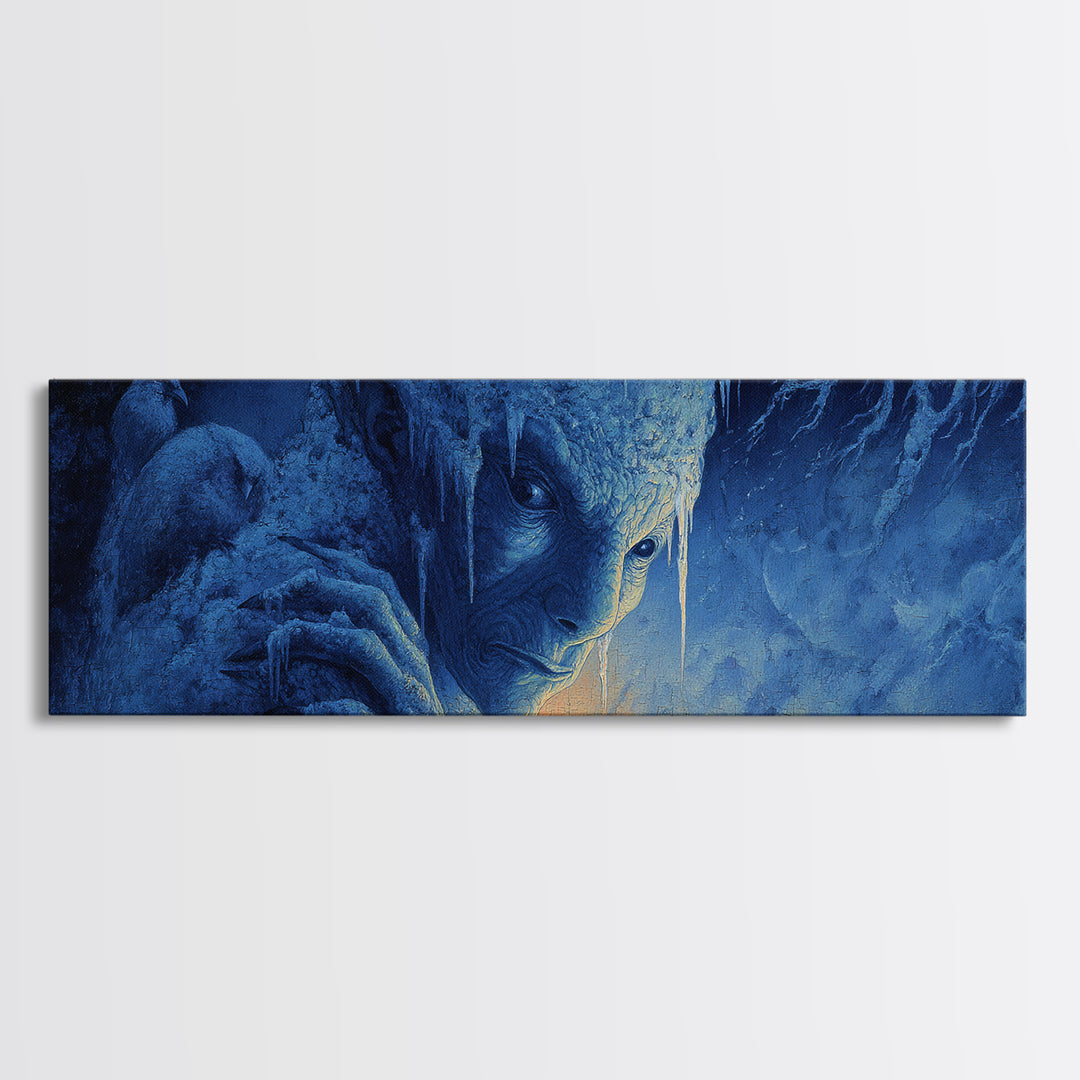 The Frost Goblin, Visionary Gothic Art, Extra Wide Wall Art, Dark Fantasy Wall Art, Canvas Print, Halloween Wall Art, Macabre Wall Art