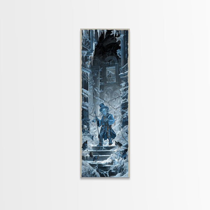 The Frost Goblin, Architectural Etching Art, Tall Narrow Wall Art, Gothic Horror Wall Art, Framed Canvas Print