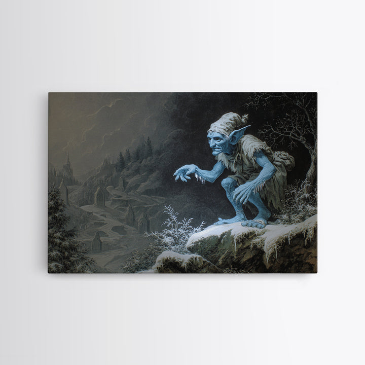 The Frost Goblin, Romantic Gothic Landscape, Landscape Wall Art, Dark Fantasy Wall Art, Framed Canvas Print, Halloween Wall Art