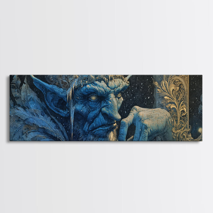 The Frost Goblin, Ornate Symbolist Art, Extra Wide Wall Art, Macabre Wall Art, Framed Canvas Print, Halloween Wall Art