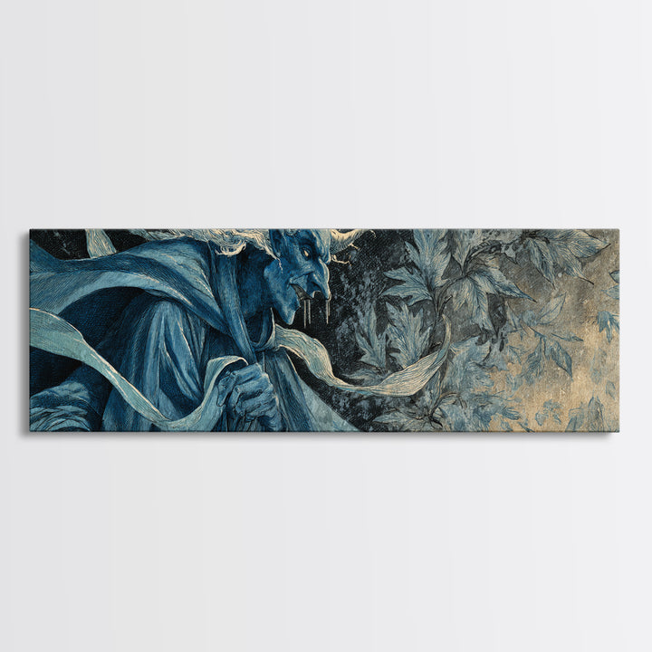 The Frost Goblin, Dark Symbolist Art, Extra Wide Wall Art, Macabre Wall Art, Framed Canvas Print, Halloween Wall Art