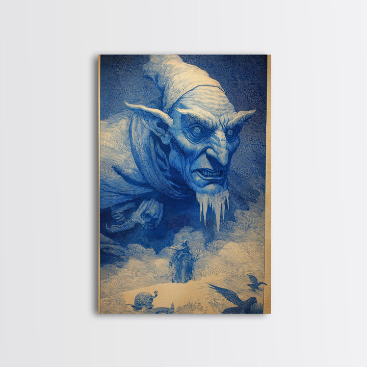 The Frost Goblin, Symbolist Etching Art, Vertical Wall Art, Gothic Horror Wall Art, Canvas Print, Halloween Wall Art, Spooky Wall Decor