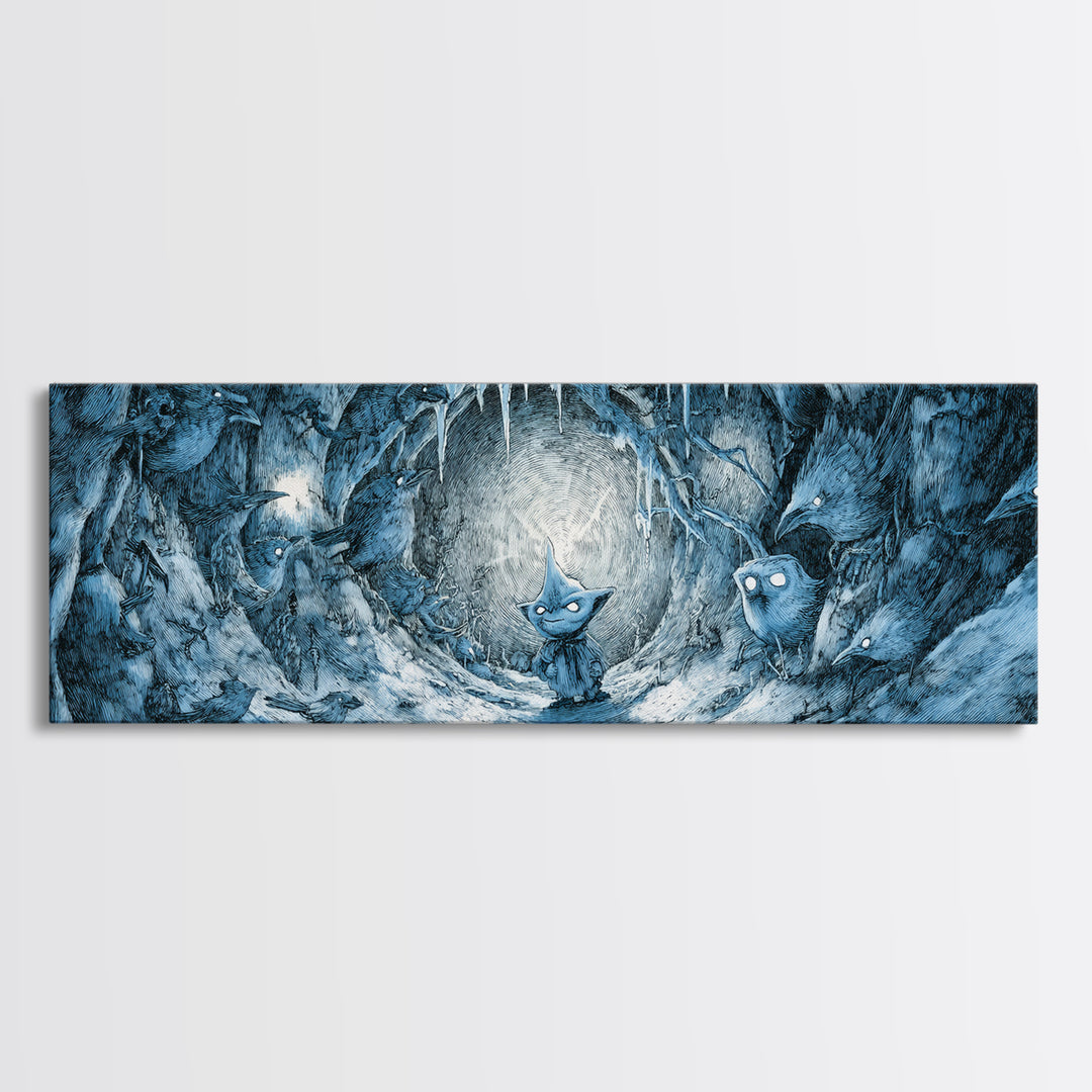 The Frost Goblin, Expressionist Nightmare Art, Extra Wide Wall Art, Dark Halloween Decor, Canvas Print, Halloween Wall Art
