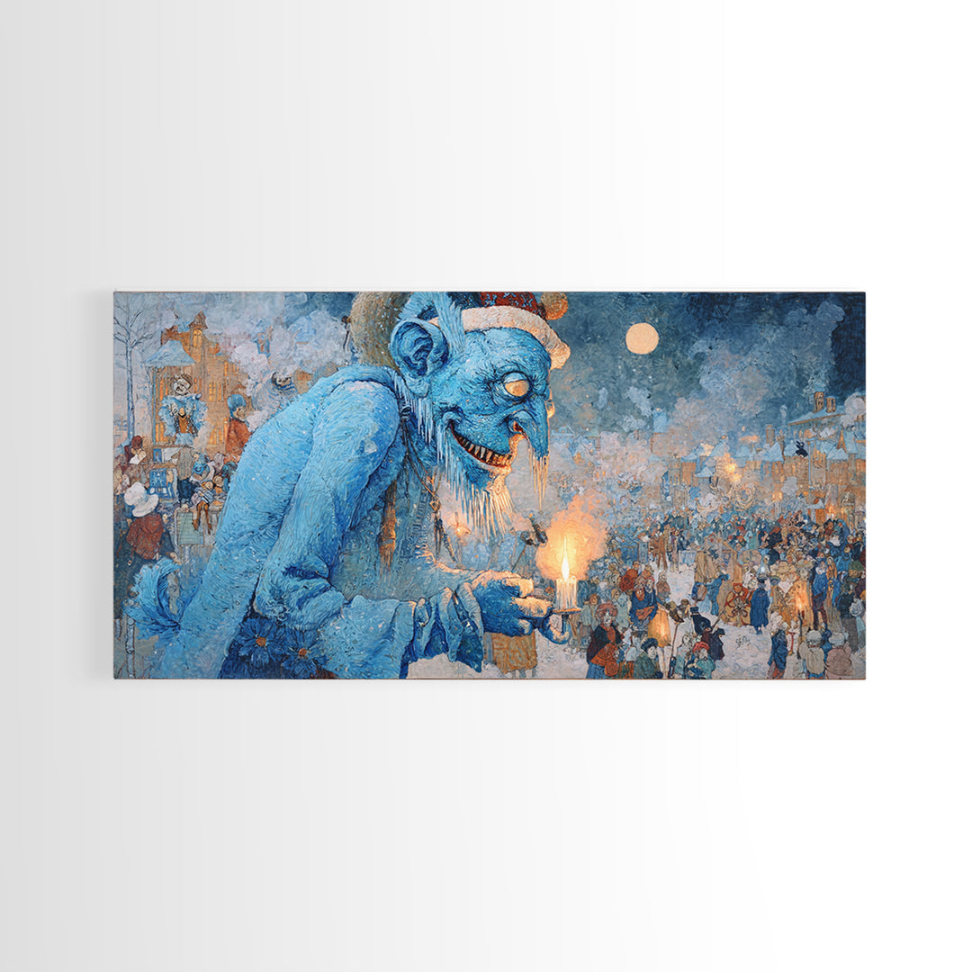 The Frost Goblin, Grotesque Carnival Art, Wide Panoramic Art, Gothic Horror Wall Art, Canvas Print, Halloween Wall Art