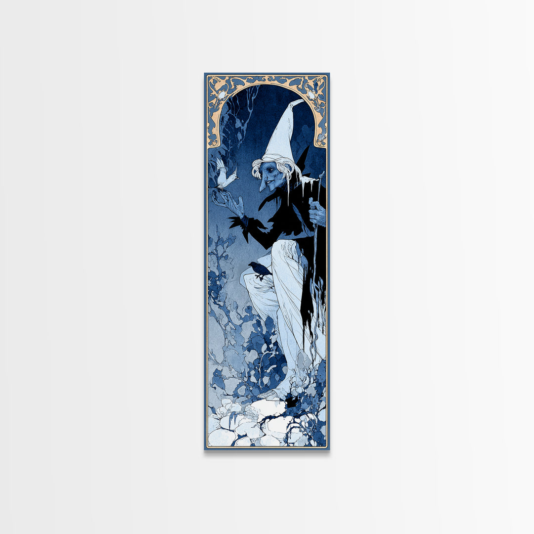 The Frost Goblin, Decadent Line Art, Tall Narrow Wall Art, Dark Fantasy Wall Art, Canvas Print, Halloween Wall Art