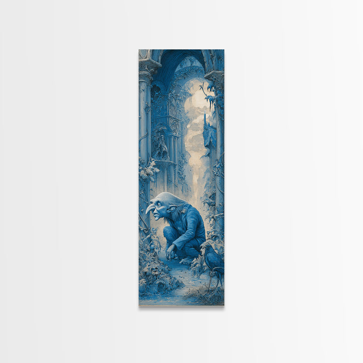 The Frost Goblin, Surreal Apocalyptic Art, Tall Narrow Wall Art, Dark Halloween Decor, Canvas Print, Halloween Wall Art