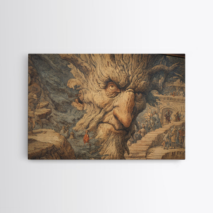 The Hollow-Tree Monster, Medieval Grotesque Art, Landscape Wall Art, Gothic Horror Wall Art, Canvas Print, Halloween Wall Art