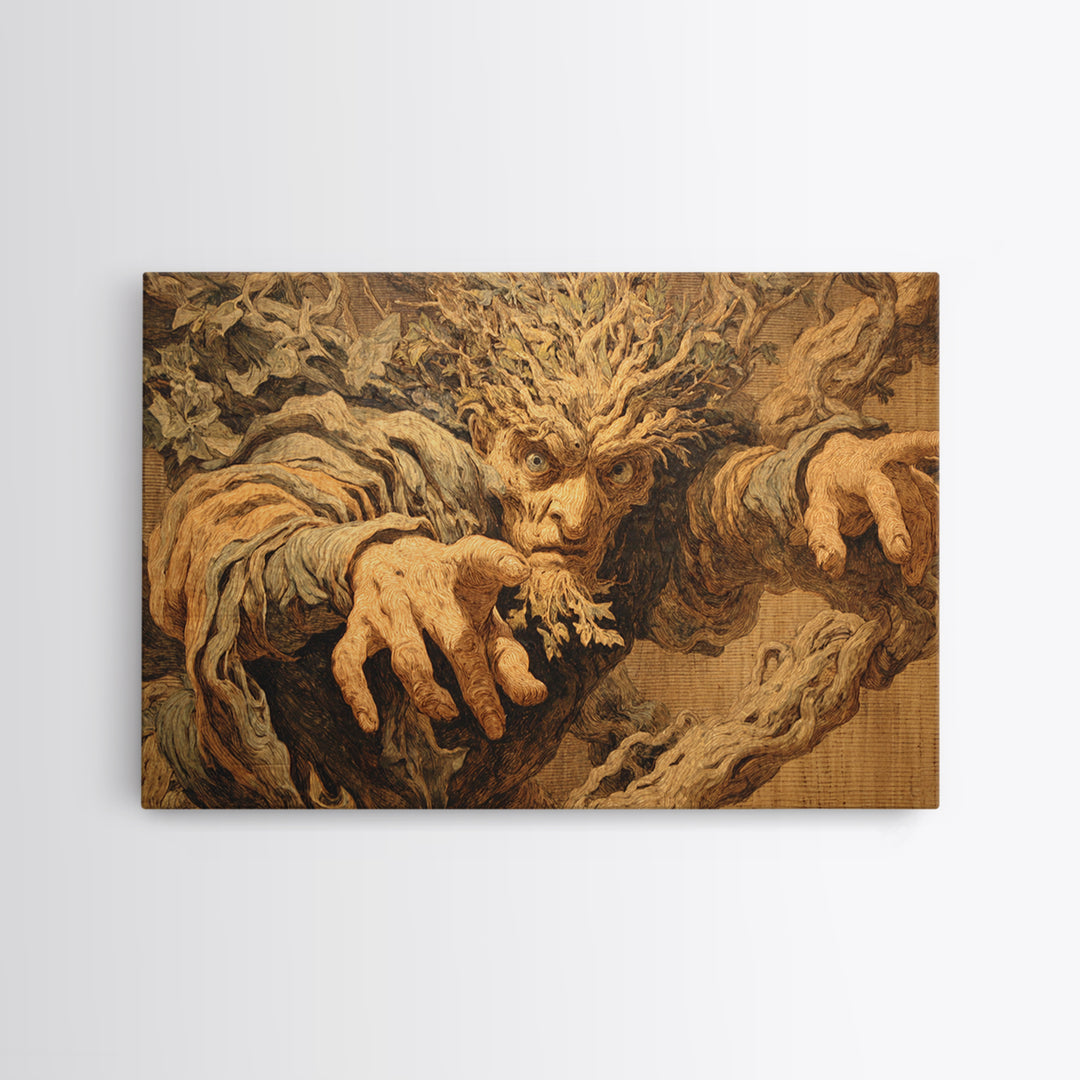 The Hollow-Tree Monster, Dark Renaissance Art, Landscape Wall Art, Gothic Horror Wall Art, Framed Canvas Print