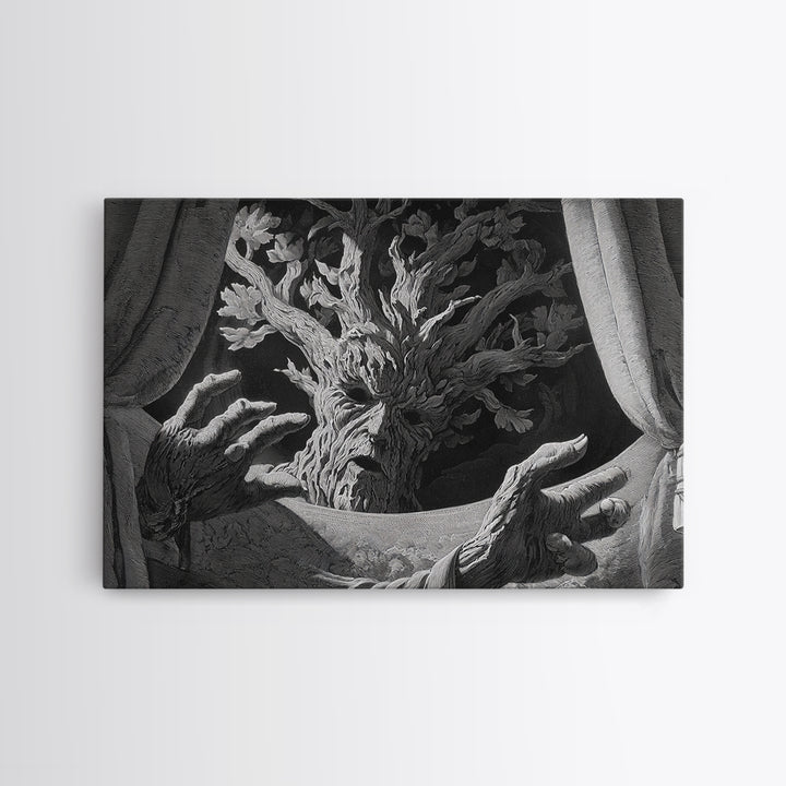 The Hollow-Tree Monster, Visionary Gothic Art, Landscape Wall Art, Dark Fantasy Wall Art, Canvas Print, Halloween Wall Art