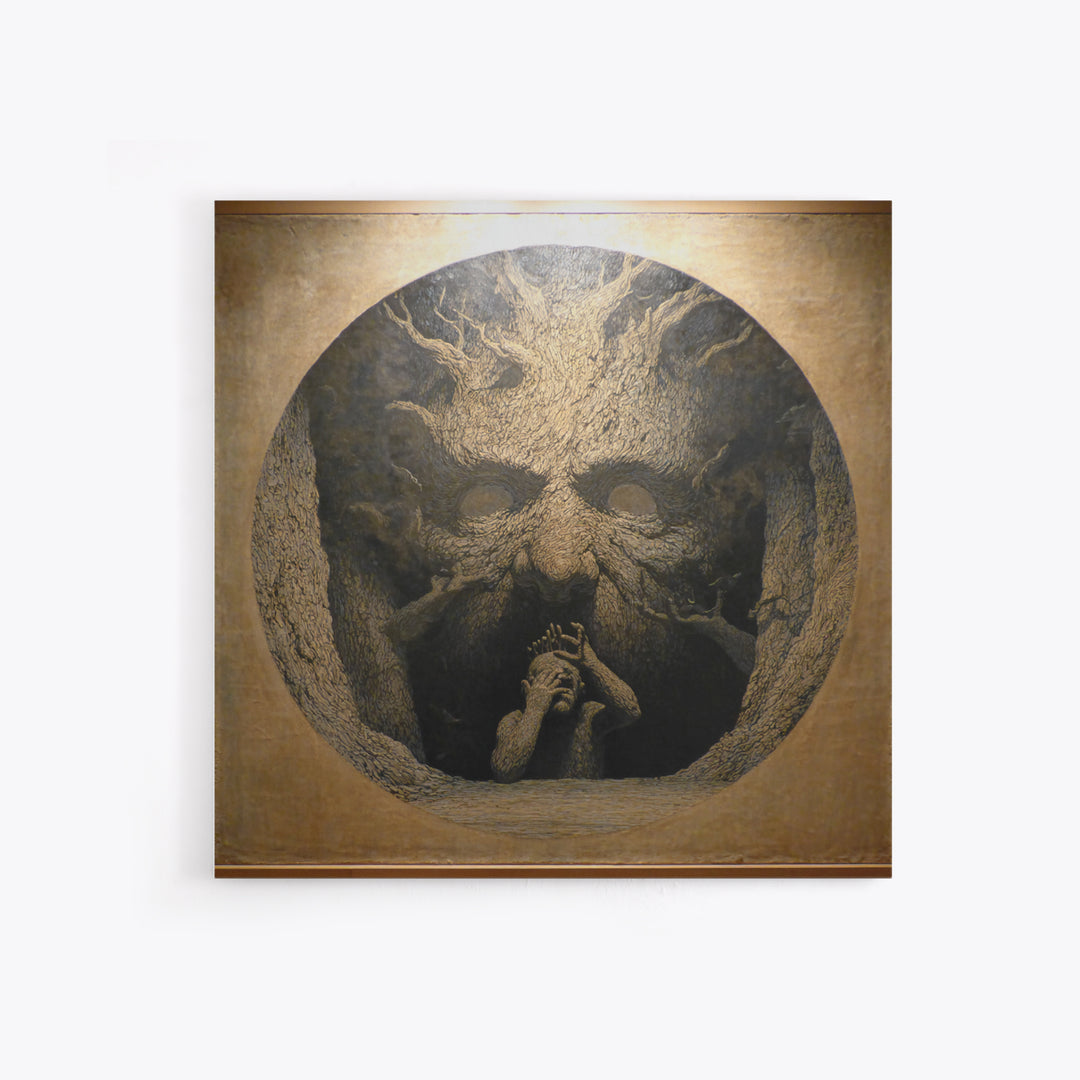 The Hollow-Tree Monster, Symbolist Dream Art, Square Wall Art, Macabre Wall Art, Framed Canvas Print, Halloween Wall Art