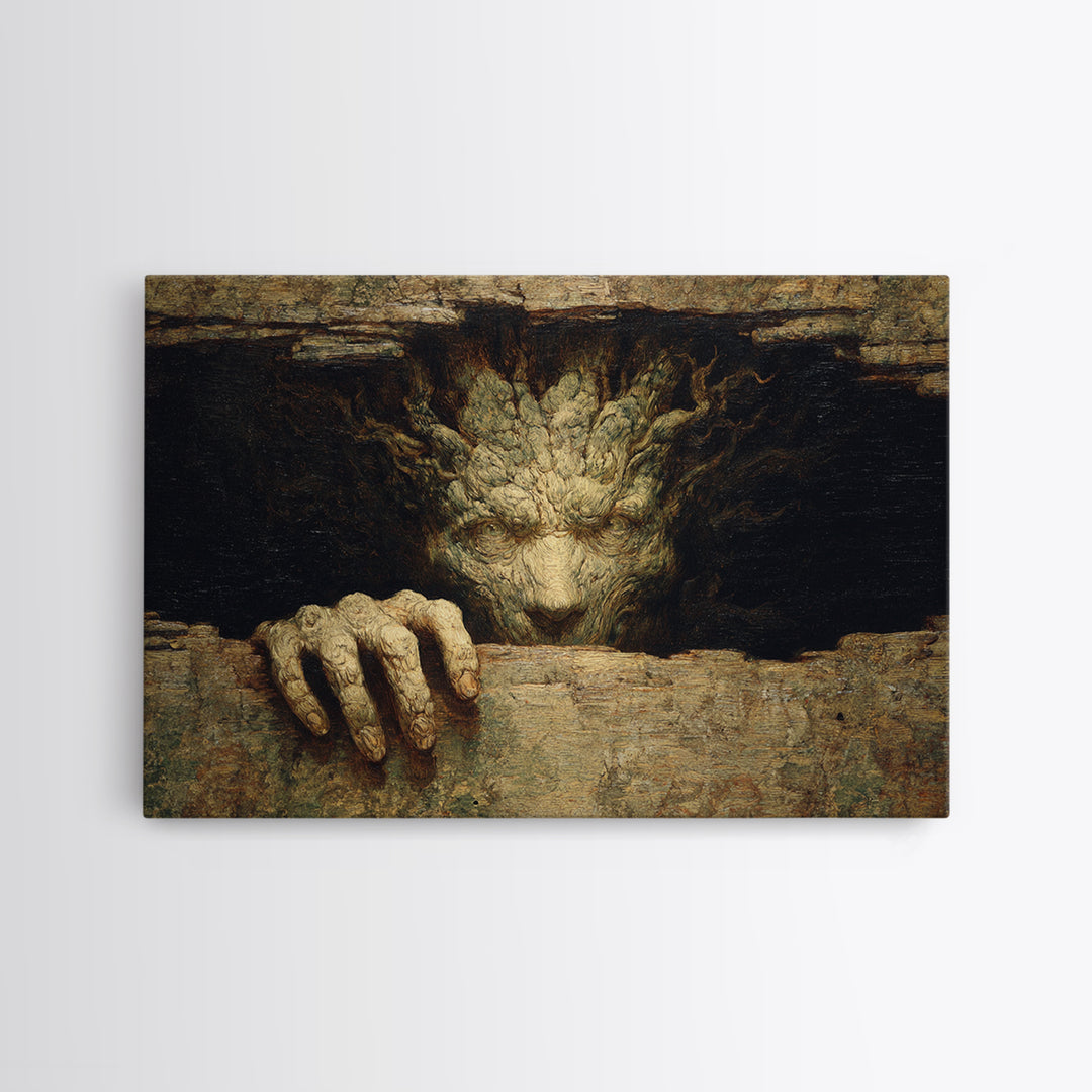 The Hollow-Tree Monster, Symbolist Gothic Landscape, Landscape Wall Art, Dark Fantasy Wall Art, Framed Canvas Print, Halloween Wall Art