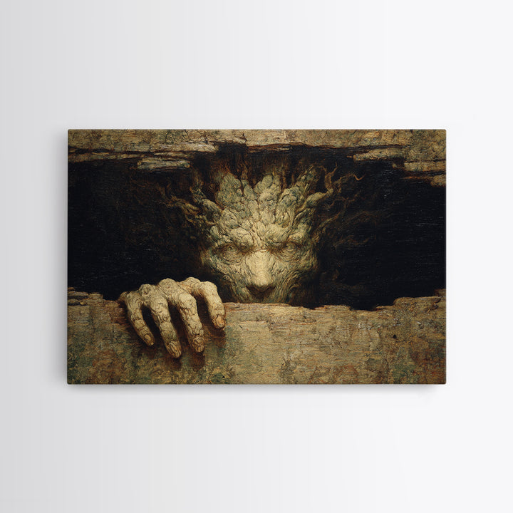 The Hollow-Tree Monster, Symbolist Gothic Landscape, Landscape Wall Art, Dark Fantasy Wall Art, Framed Canvas Print, Halloween Wall Art