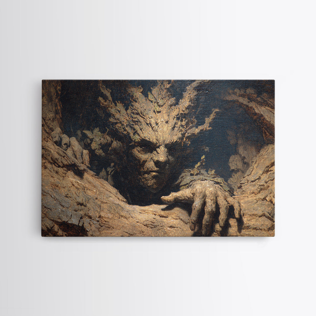 The Hollow-Tree Monster, Ornate Symbolist Art, Landscape Wall Art, Macabre Wall Art, Canvas Print, Halloween Wall Art
