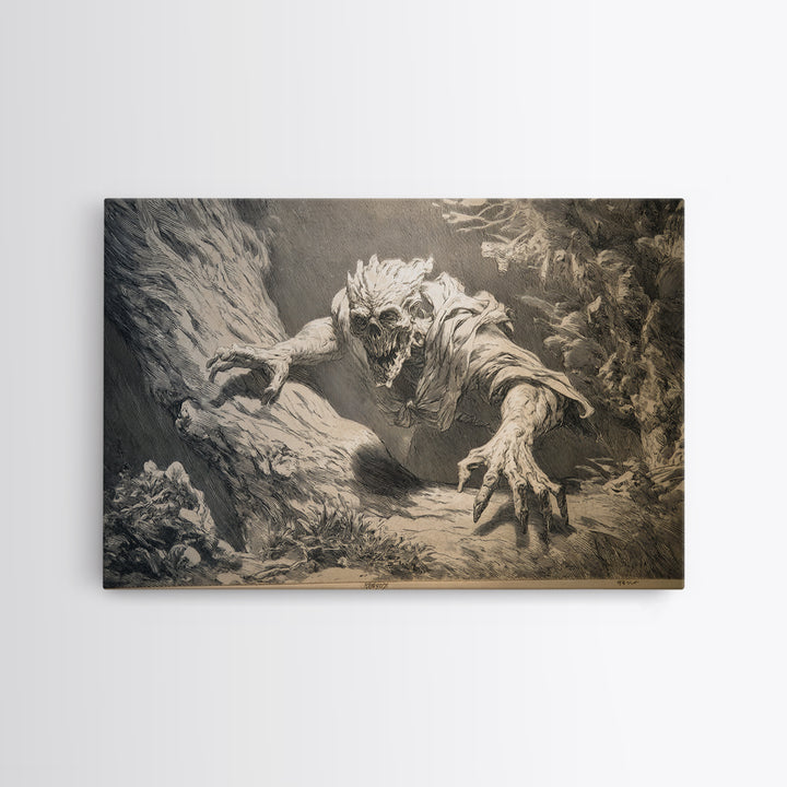 The Hollow-Tree Monster, Decadent Gothic Art, Landscape Wall Art, Gothic Horror Wall Art, Canvas Print, Halloween Wall Art