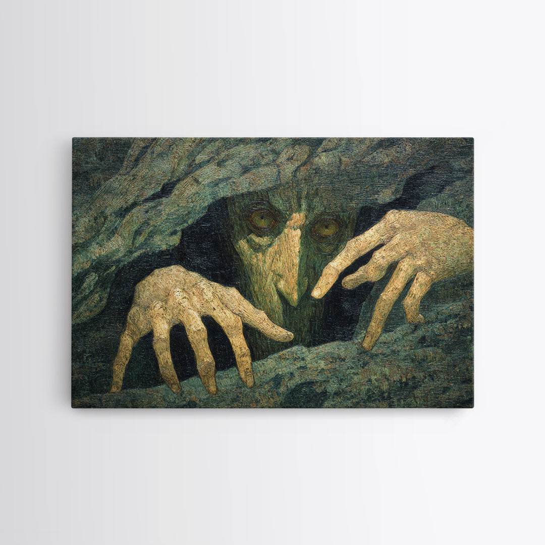 The Hollow-Tree Monster, Dark Symbolist Art, Landscape Wall Art, Dark Fantasy Wall Art, Canvas Print, Halloween Wall Art