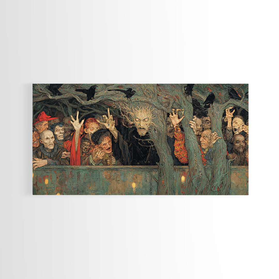 The Hollow-Tree Monster, Grotesque Carnival Art, Wide Panoramic Art, Dark Fantasy Wall Art, Canvas Print, Halloween Wall Art