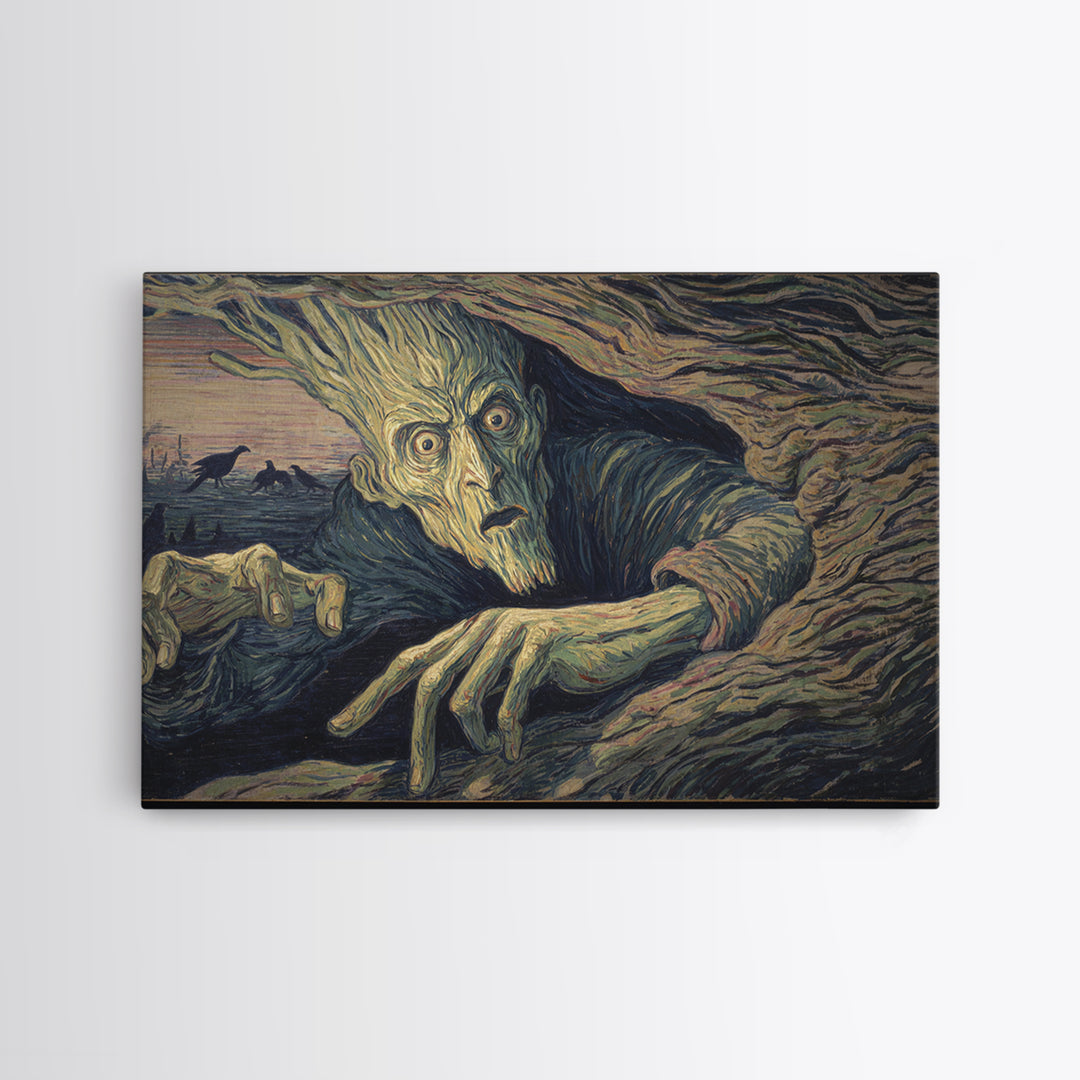 The Hollow-Tree Monster, Expressionist Gothic Art, Landscape Wall Art, Dark Halloween Decor, Canvas Print, Halloween Wall Art