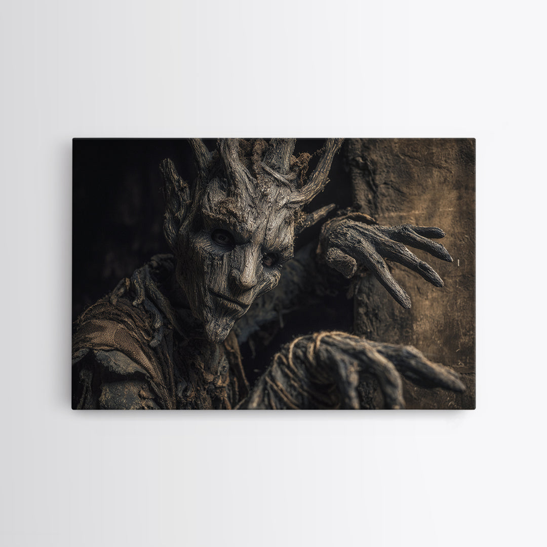 The Hollow-Tree Monster, Surreal Apocalyptic Art, Landscape Wall Art, Dark Halloween Decor, Canvas Print, Halloween Wall Art