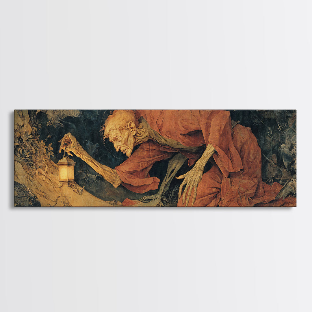 The Crossroads Spirit, Dark Renaissance Art, Extra Wide Wall Art, Gothic Horror Wall Art, Framed Canvas Print, Halloween Wall Art
