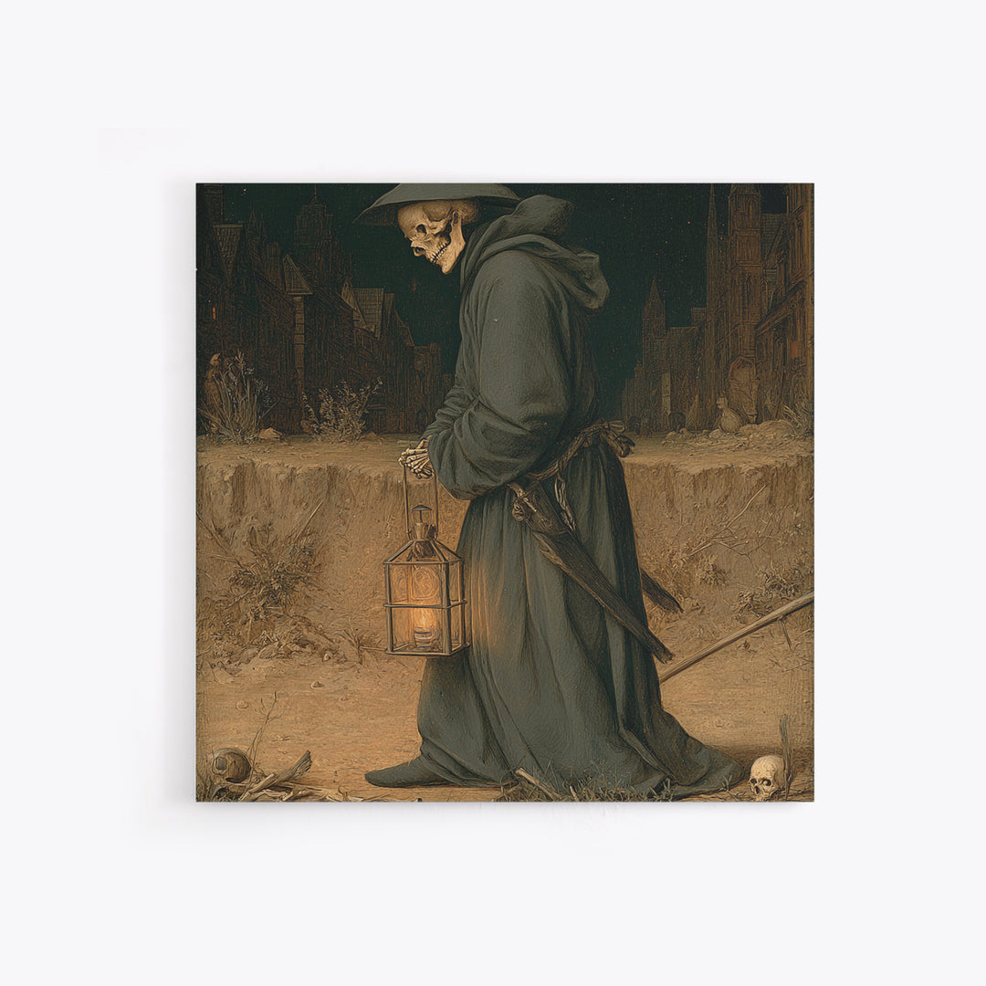 The Crossroads Spirit, Danse Macabre Art, Square Wall Art, Dark Halloween Decor, Framed Canvas Print, Halloween Wall Art
