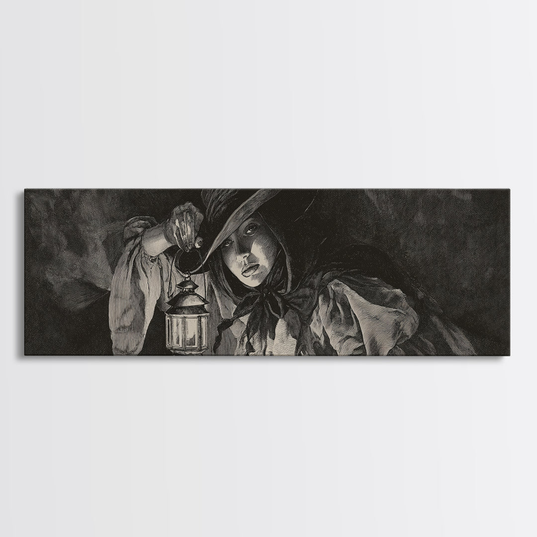 The Crossroads Spirit, Dark Romantic Horror Art, Extra Wide Wall Art, Dark Fantasy Wall Art, Framed Canvas Print, Halloween Wall Art