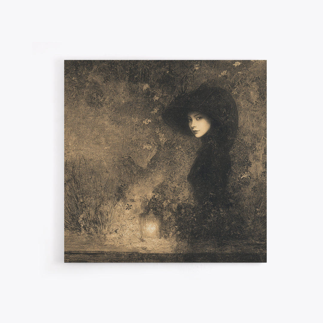 The Crossroads Spirit, Symbolist Dream Art, Square Wall Art, Dark Fantasy Wall Art, Canvas Print, Halloween Wall Art