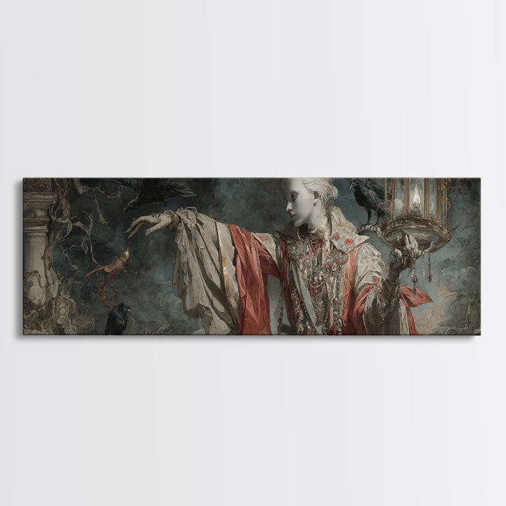 The Crossroads Spirit, Ornate Symbolist Art, Extra Wide Wall Art, Gothic Horror Wall Art, Framed Canvas Print, Halloween Wall Art