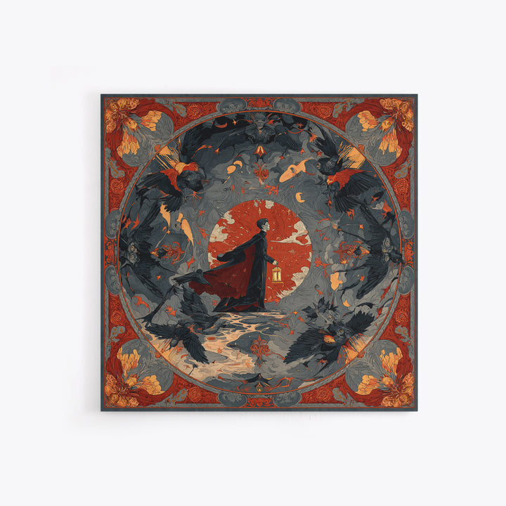The Crossroads Spirit, Dark Symbolist Art, Square Wall Art, Macabre Wall Art, Framed Canvas Print, Halloween Wall Art